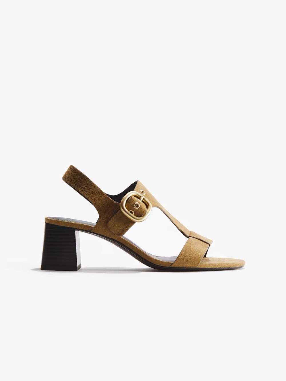 Suede Slingback Block Heel Sandal in olive green - NWT